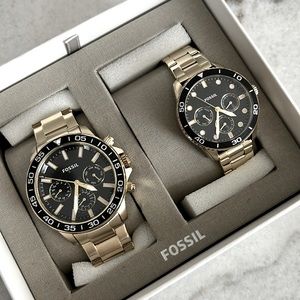 Fossil Bannon Stainless Steel Watch - Couple Set